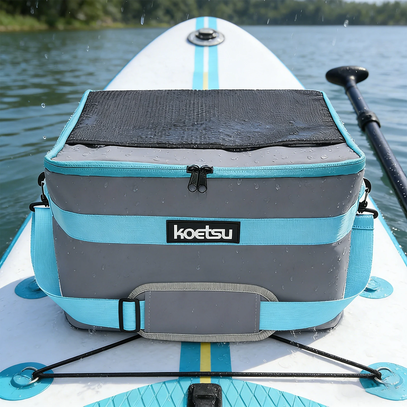 Insulated Paddleboard Cooler with Top Pocket Sup Paddle Waterproof Bag Adjustable Straps for Stand-Up Beach Camping Kayaking view 2
