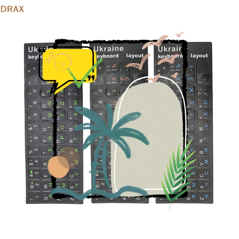 

Ukraine Language Ukrainian Keyboard Sticker Durable Alphabet Black Background For PC Laptop Accessorie Computer Keyboard