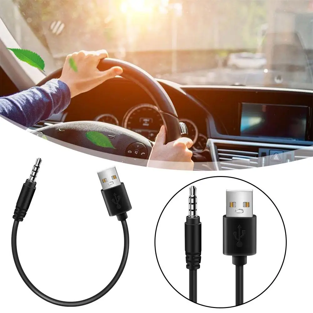 

3.5mm Plug AUX Audio Jack To USB 2.0 Male Charger Cable Adapter Cord For Car MP3 USB Conversion Cable V6I2