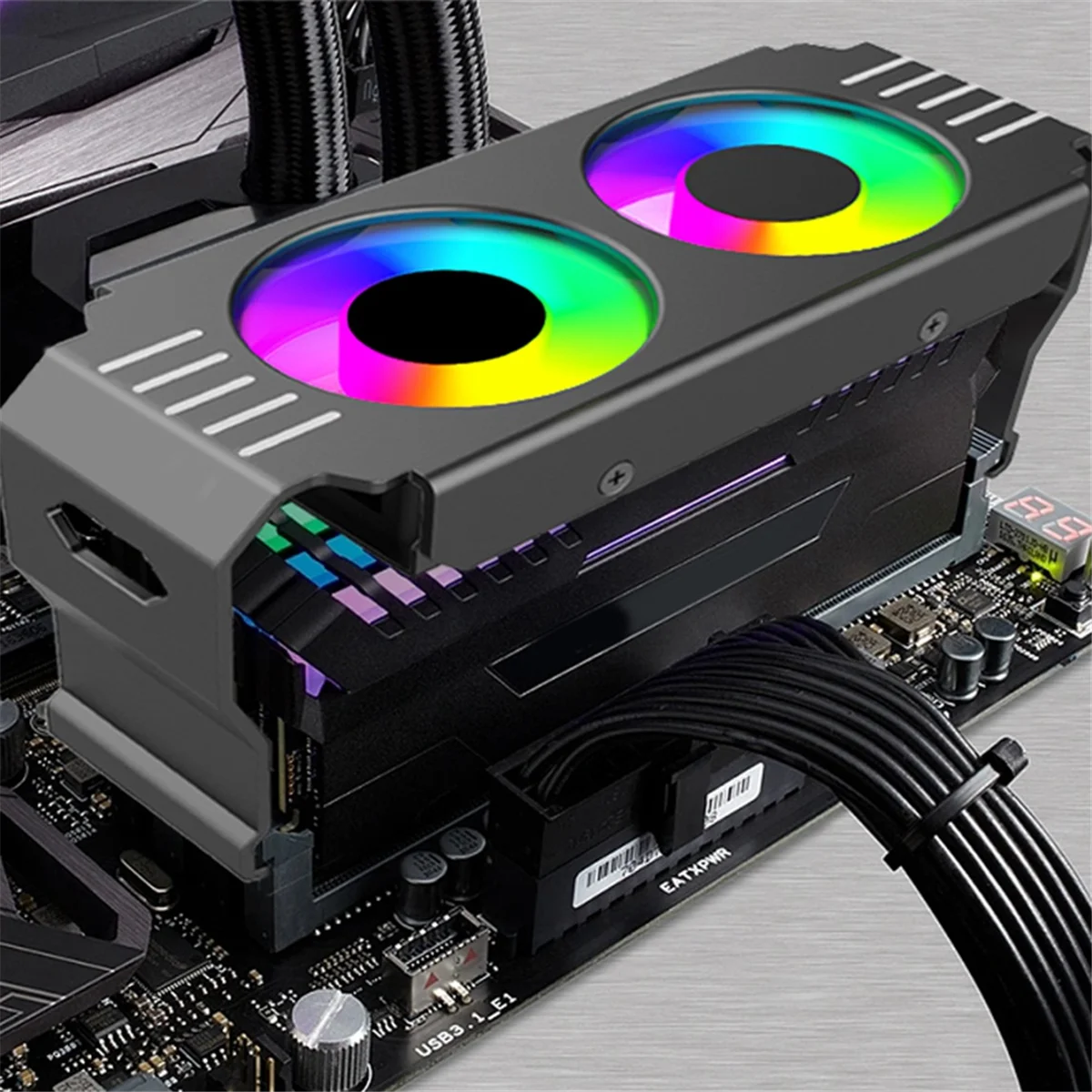 BNGF-D50 ARGB مزامنة المبرد برودة 4Pin وحدة الذاكرة تبريد مراوح مزدوجة ARGB ضوء الذاكرة تبريد برودة المبرد B