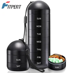 Metal Moisture Proof Weekly Pill Organizer, Stackable Aluminum Alloy BPA Free Travel Hiking 7 Days Pill Box Case To Hold Pills