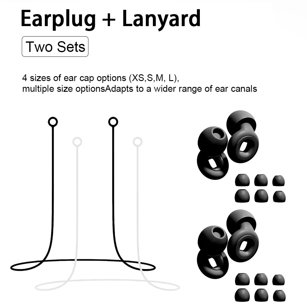 2 Pair Hypoallergenic Soft Earplugs for Sleeping Swimming - Noise Suppression with Silicone Anti-Lost Strings for Home Rest