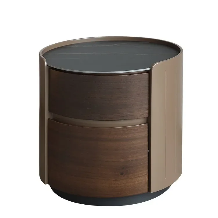 

Rock slab round bedside table, Italian minimalist, modern minimalist bedroom side cabinet