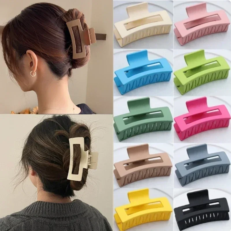 New Korean Candy Color Matte Delicate Girl Hairclip Women Rectangular Big Shark Clip Hair Accessories for Women Claw Clip