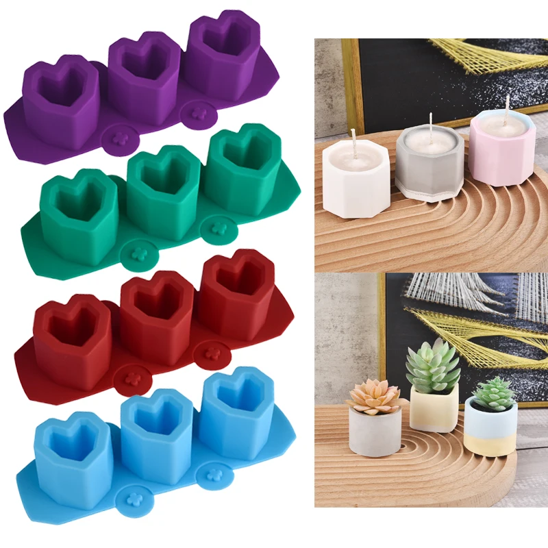 

4Pcs 3 Holes Gypsum Candle Jar Silicone Molds For DIY Plaster Cement Concrete Planter PotMould Home Decoration Handmade Gift