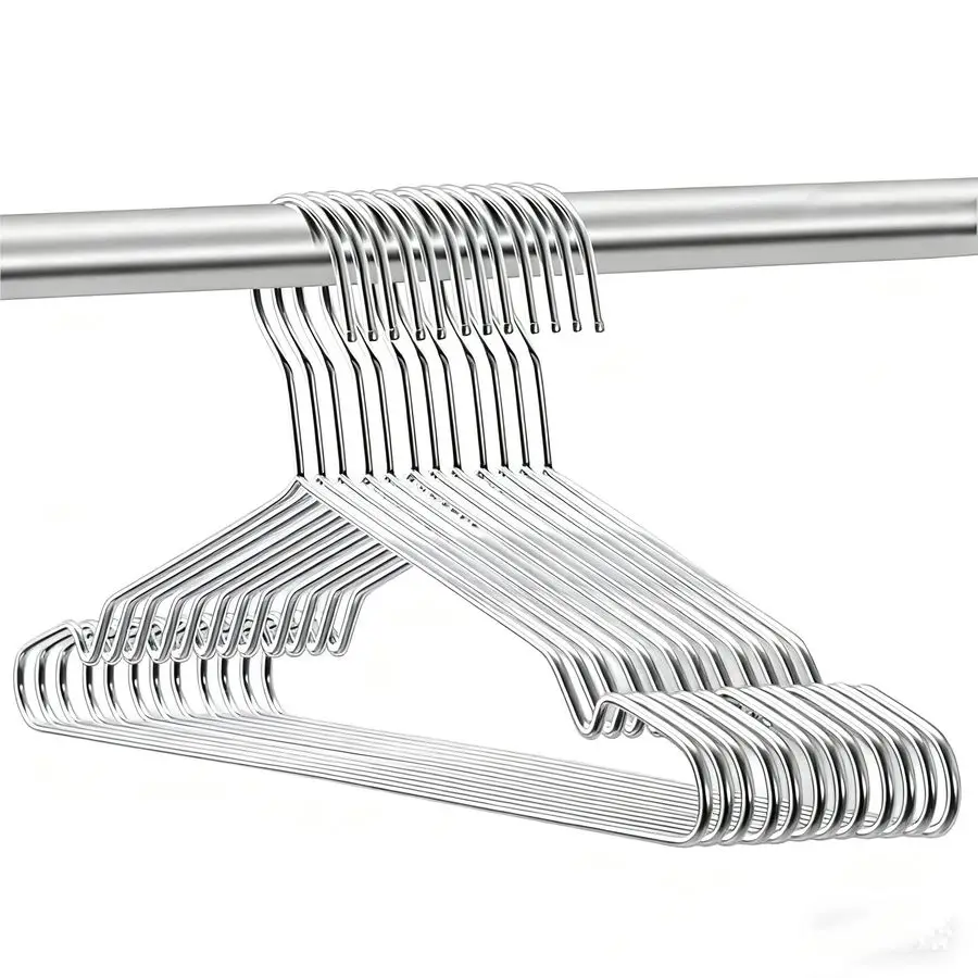 

Вешалки для одежды, 10 шт., проволочные, усиленные, из нержавеющей стали, с нескользящими пазами, 16,5 дюймов, ультратонкие, металлические