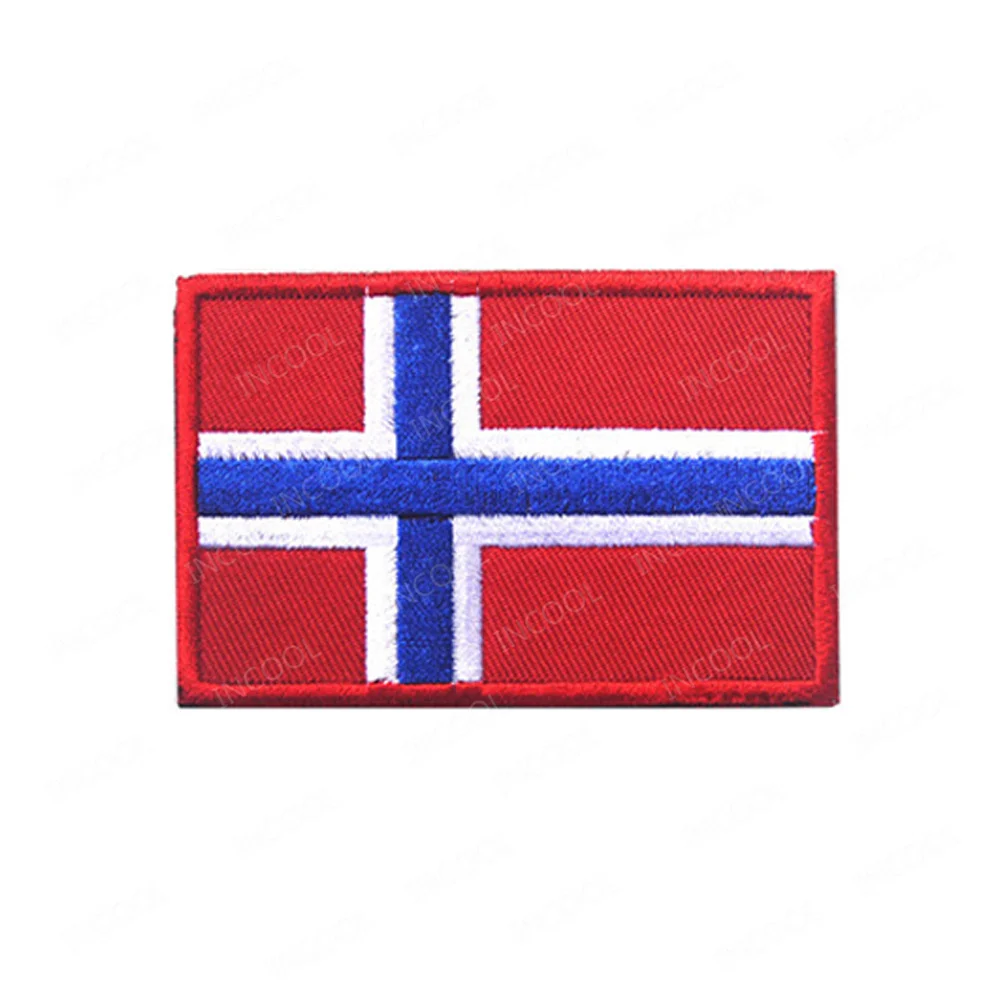 Norway Flag IR Infrared Reflective Patches Norge Stickers Chevron Appliqued Embroidered Patch For Clothing Backpack