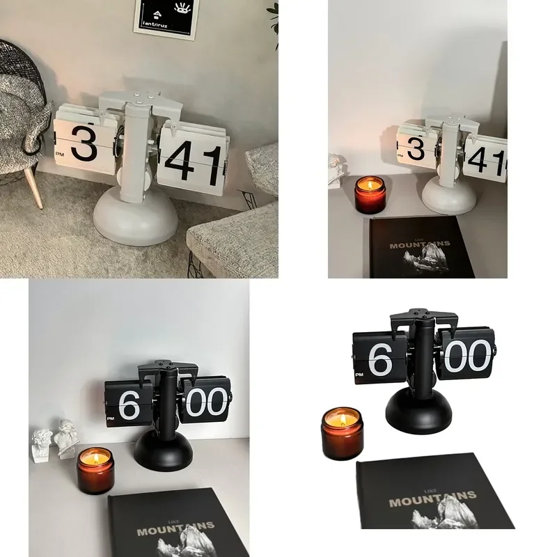 HQ-3 12-Hour Single Base Automatic Page Turning Alarm Clock Mechanical Desk Bedroom Clock Custom Office Calendar