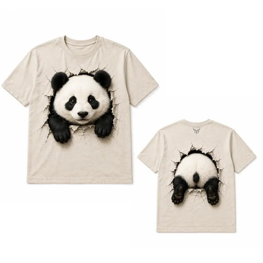 Funny 3D Animal Rag Print T-shirt Fashion Simulated Tearing Effect Short Sleeve Tee Men Women Street Style Casual Crew Neck Top