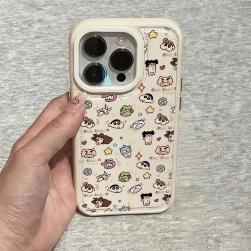 فاخر لطيف الكرتون تلوين شين تشان Nohara Misae Nohara Hiroshi حافظة هاتف جلدية آيفون 12 13 14 15 16 17 برو ماكس غطاء #3