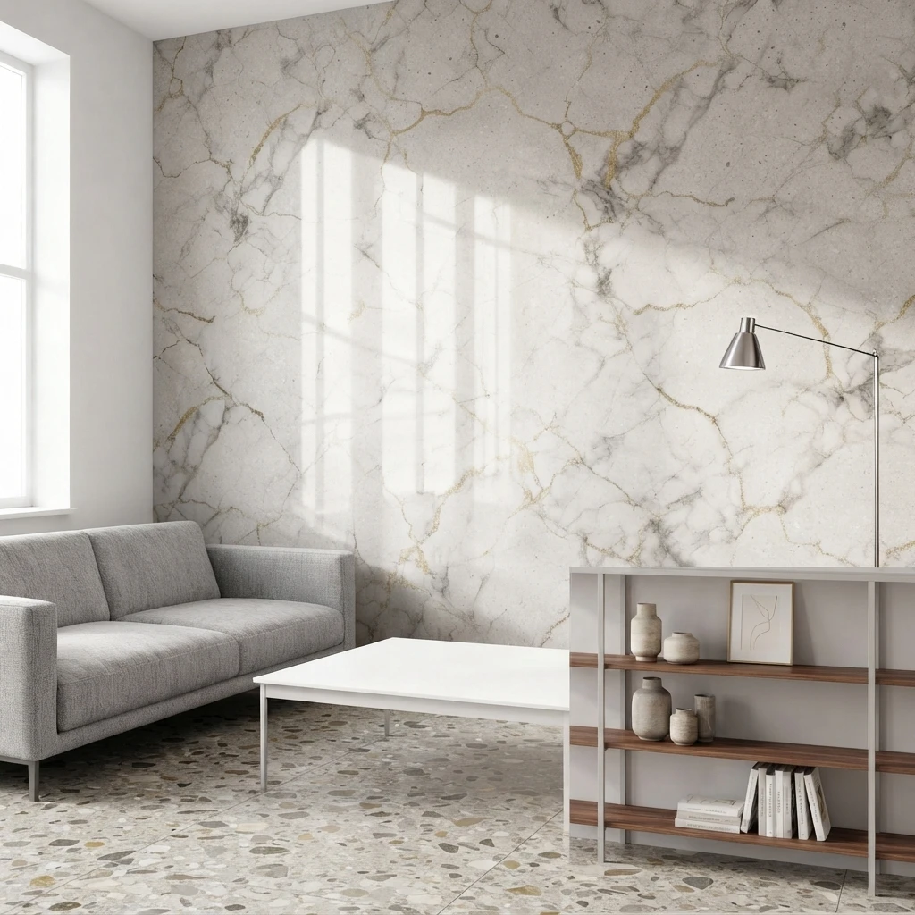 Dicke selbstklebende Marmor-Textur Schaumtapetenfliesen-Aufkleber, dekorativ, wasserdicht, für Schlafzimmer, Wohnzimmer, Küche, Badezimmer, Hauswand