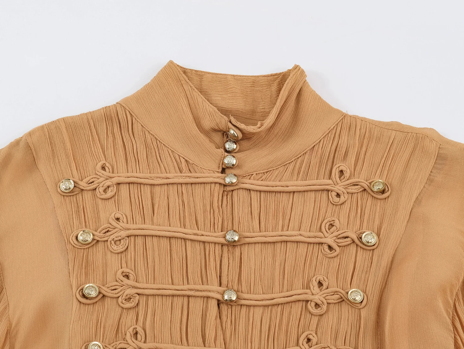 KLKXMYT Elegantes Damenkleid mit Seilknoten-Schnalle, langem Ärmel, Rüschen und Taillenband, für Urlaub und Freizeit. – Detail 5