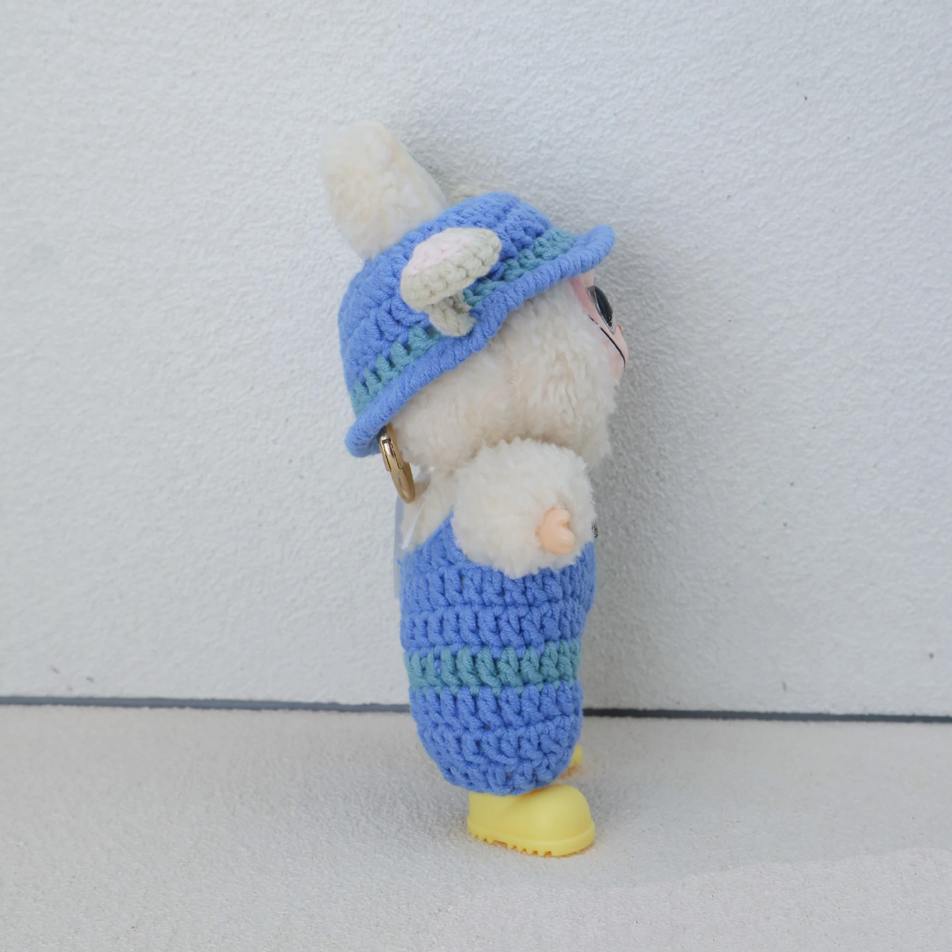 V1/V3 ラブブぬいぐるみブルーオーバーオール帽子ウール服キットウールかぎ針編みフック純粋な手作り技量アクセサリーH