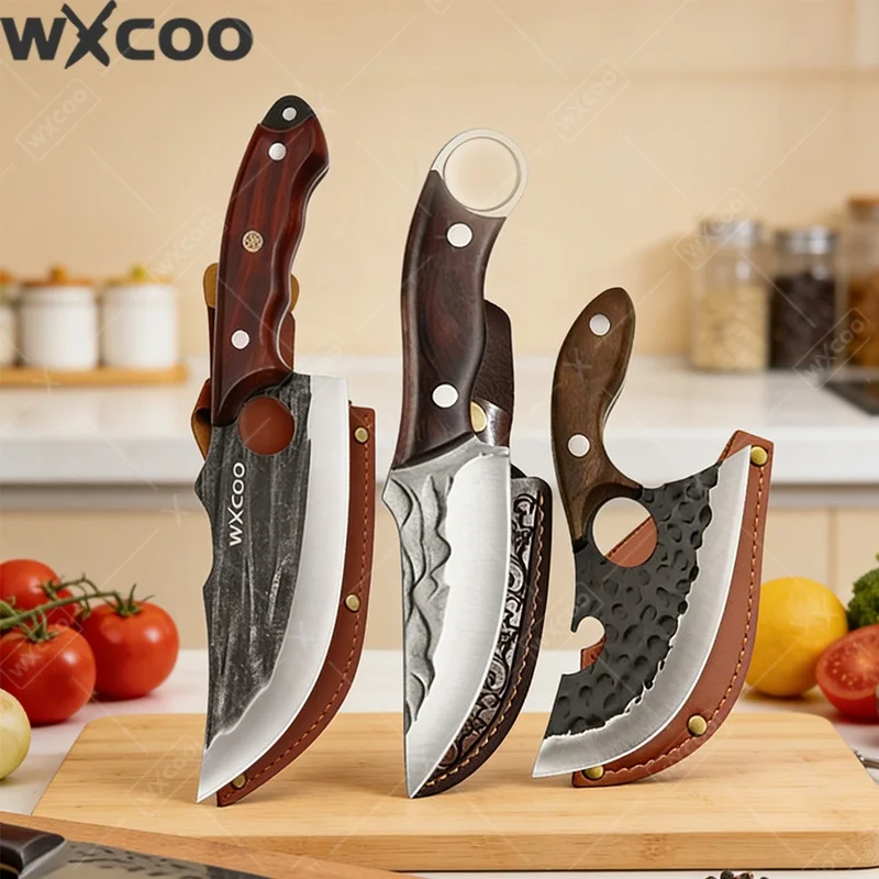 WXCOO Stainless Steel Butcher Knives Household Kitchen Cooking Knife Fruit Cutting Barbecue Knives Accessories Meat Cleaver