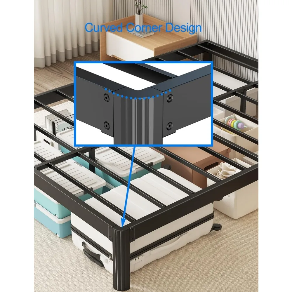 Queen Size Bed Frame, Max 4500lbs Heavy Duty Sturdy Metal Steel Platform No Box Spring Needed Bed Frame Queen Size