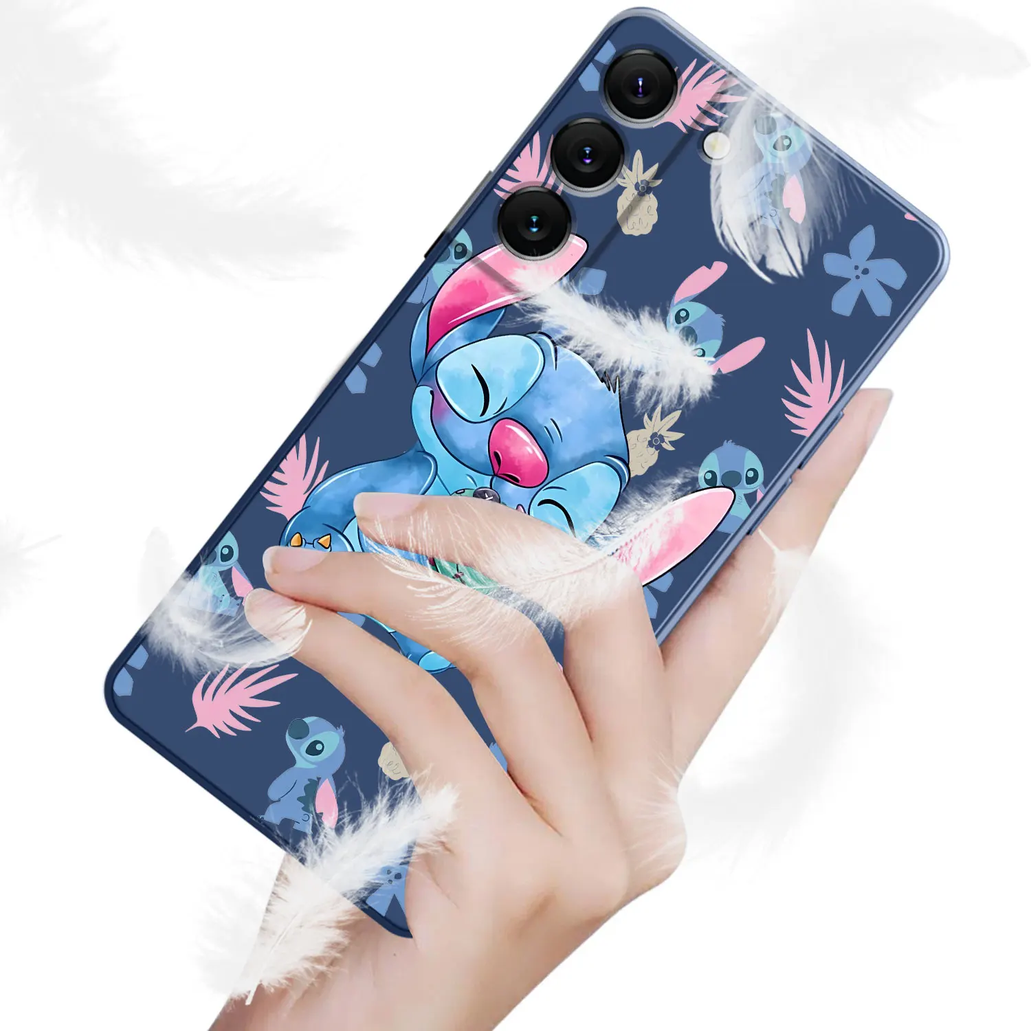 Candy Color Case For Samsung Galaxy S24 S23 Ultra S22 Plus S20 FE S21 S10 S9 Note 20 10 Silicone Phone Cover Cartoon Lilo Stitch