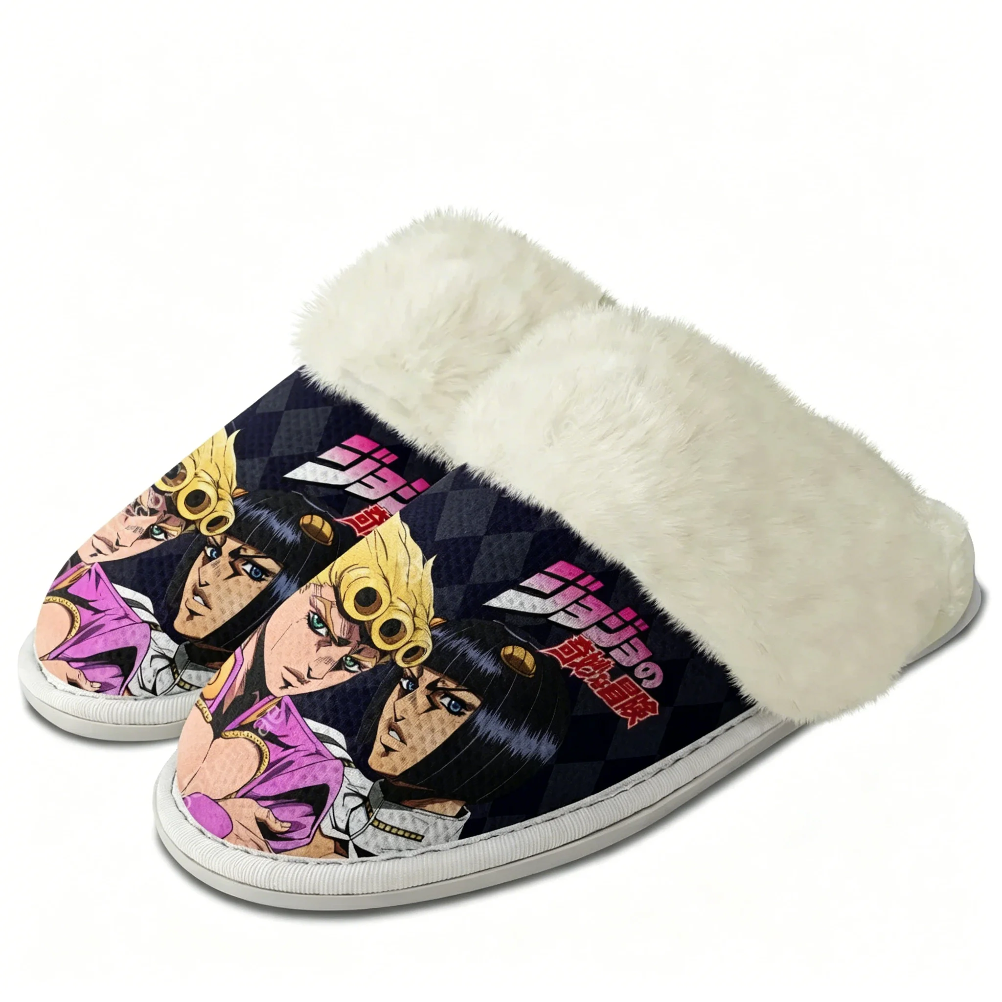 Jojos Bizarre Adventure Jonathan Joestar Plush Slippers Anime Men Women Teenager Cotton Shoes Home Bedroom Warm Slipper Custom