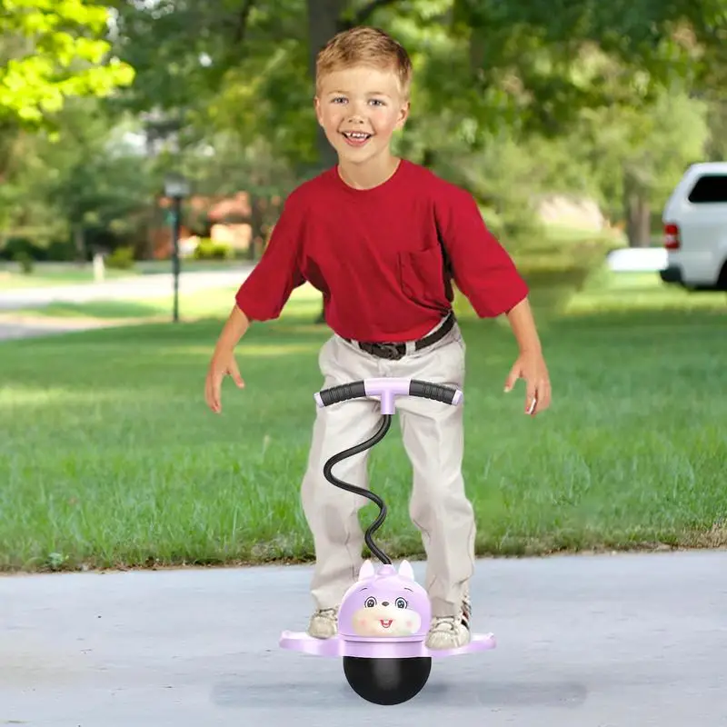 Pogo Jumper con mango de dibujos animados, Flexible, resistente al desgaste, pelota de rebote con inflador para ejercicio muscular, Pogo lindo