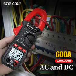 SNAKOL SK-213 Digital Clamp Meter 600A AC DC Current Ammeter Pliers Auto Range 6000 Count Multimeter Voltage Hz Ohm NCV Tester