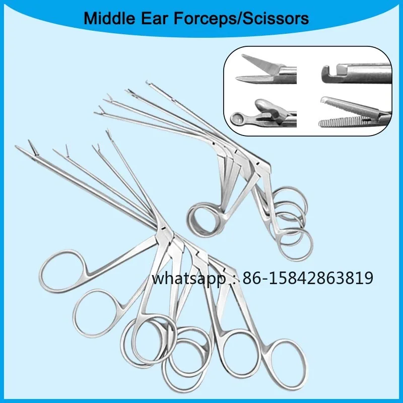 Medical Ear Wax Pick Tongs Ear Picking Forceps Scissors Rounded Handle Veterinary Scissors Forceps Tweezer High Quality
