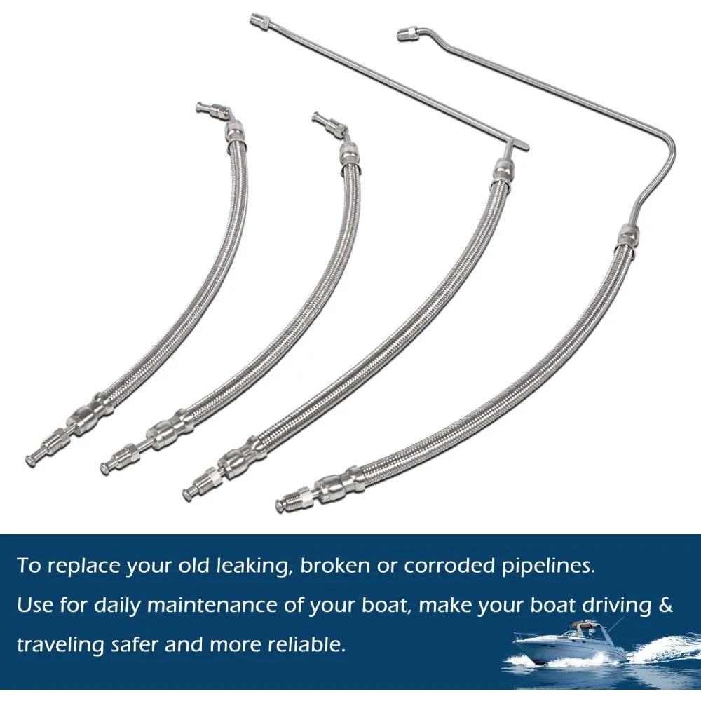 4PCS For Mercruiser Alpha One Gen Two 1 2 I II Upgraded Trim Tilt hydraulic Ram Cylinder Hose 9B-104A 32-864959 32-99904Q