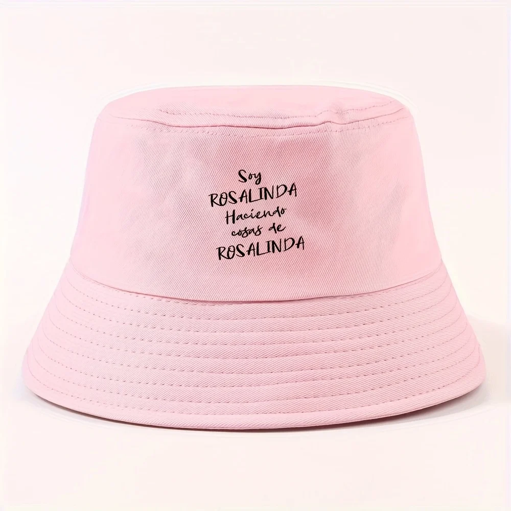 1 pieza de sombrero tipo pescador unisex con estampado de texto "Rosalinda", reversible, plegable y compacto, ideal para el sol, la playa, el verano y actividades al aire libre.
