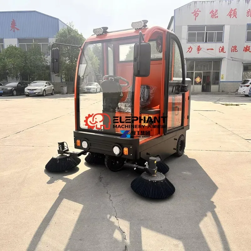 Full-Closed Cabin Electric Street Sweeper, Ride-on Type Floor Cleaner with Standard Brushes, Dust Isolation Design
