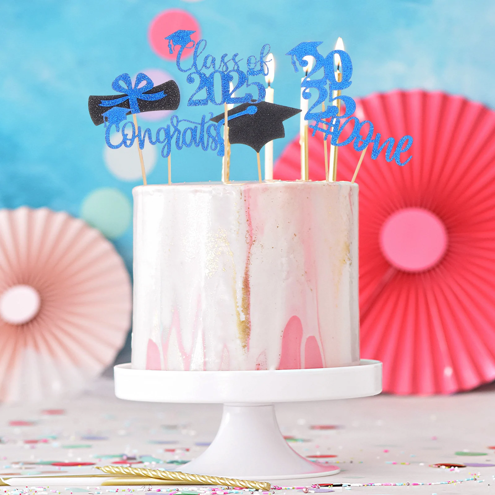 12 pcs Cake 2025 Graduation Celebration Decorations Graduation Cake Centerpiece Unique Design Party Supplies Versatile