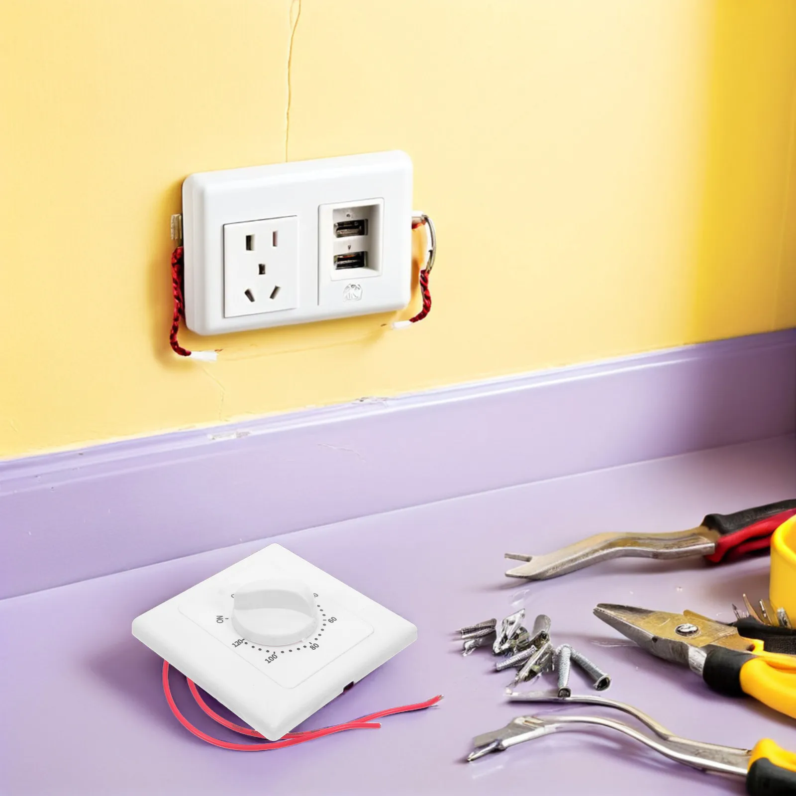 Electronic Countdown Timer Switch 120-Min Outlet Auto Off Control for Bathroom Exhaust Fan Ventilation Light Saver Switch