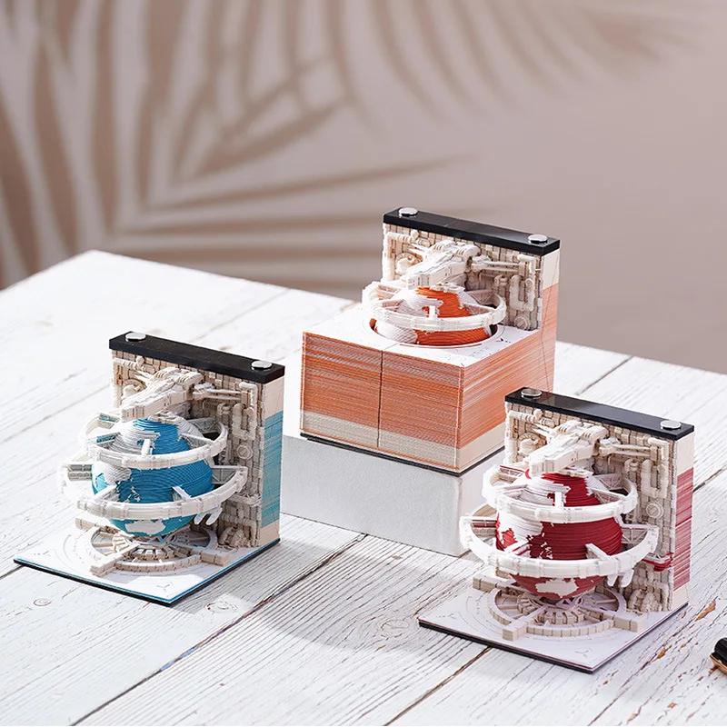 3D Memo Pad Time Piece Calendar Desk Calendar DIY Notes Notepad Paper Carving Art Earth DIY Creative Gift for Desk Decorations