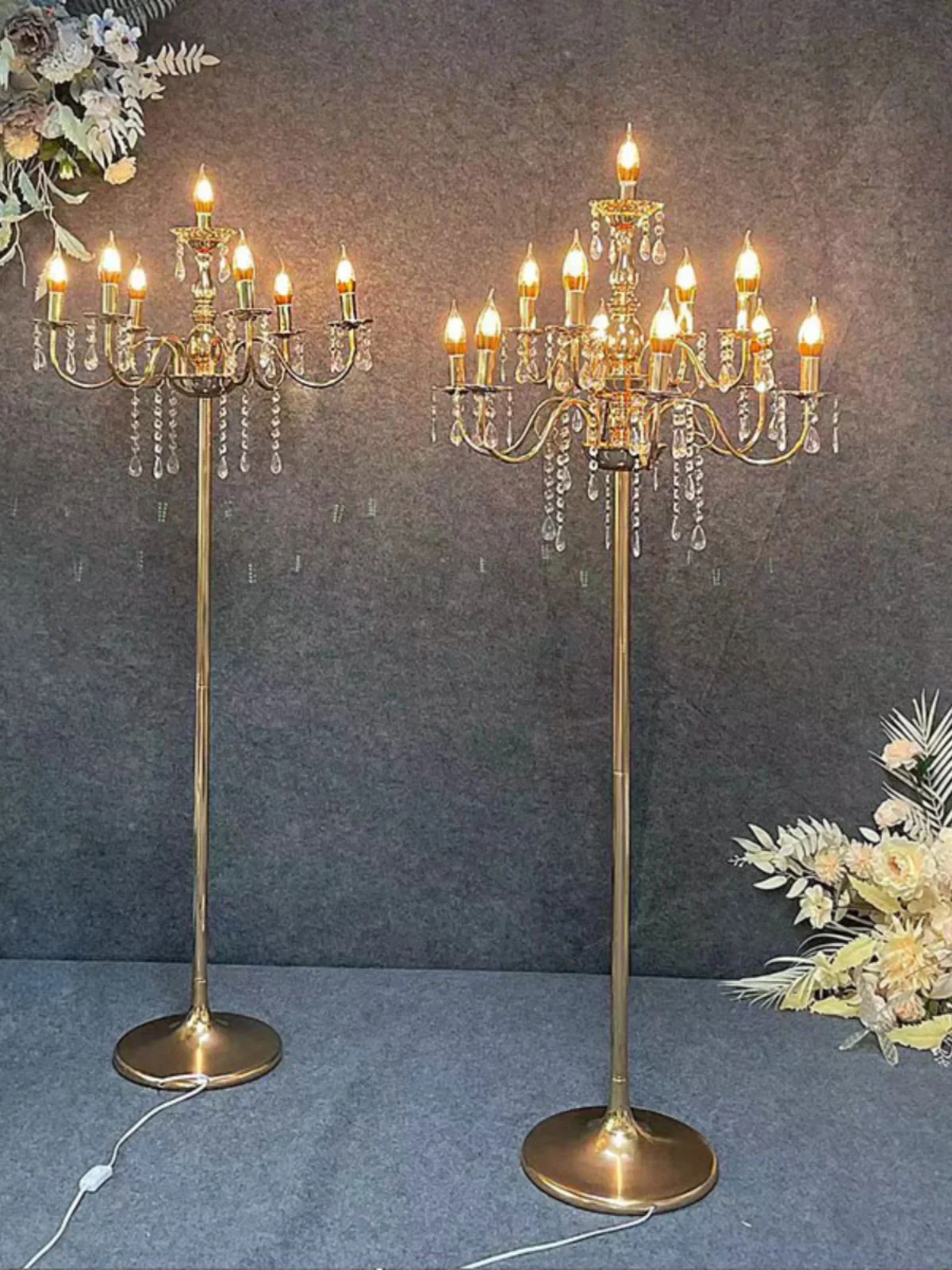 

Wedding props wedding stage arrangement wrought iron gold multi-headed crystal street light vertical