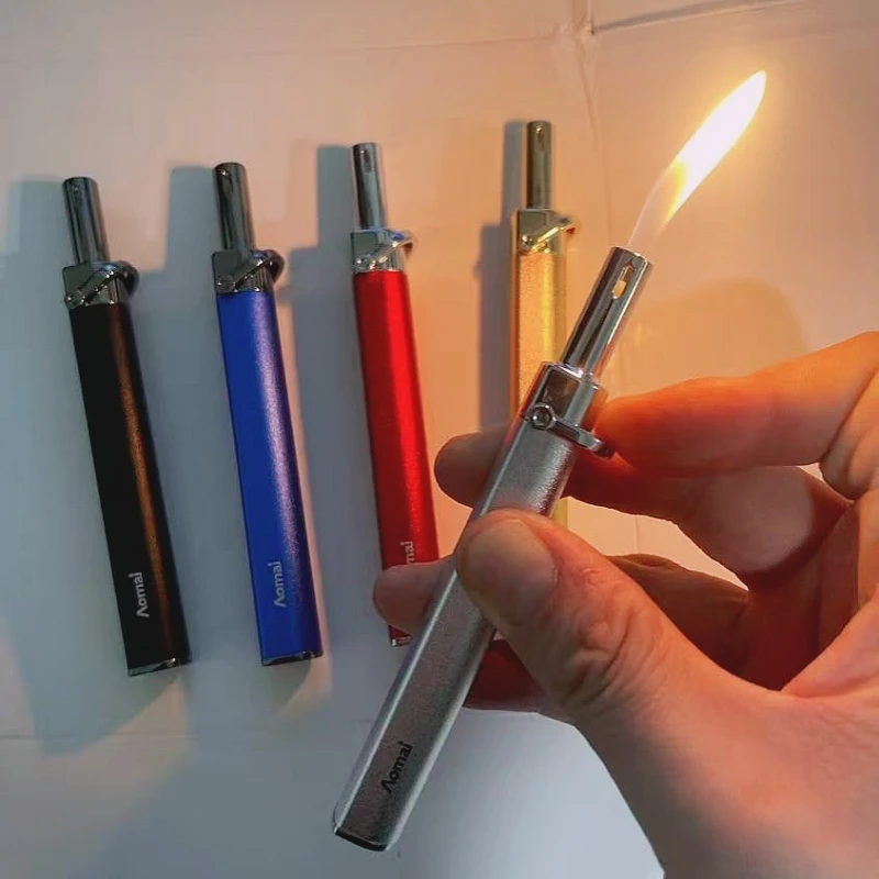 

Portable Metal Arm Mini Inflatable Lighter Easy To Ignite Butane Gas Kitchen Household Outdoor Cigar Tube Camping Lighter