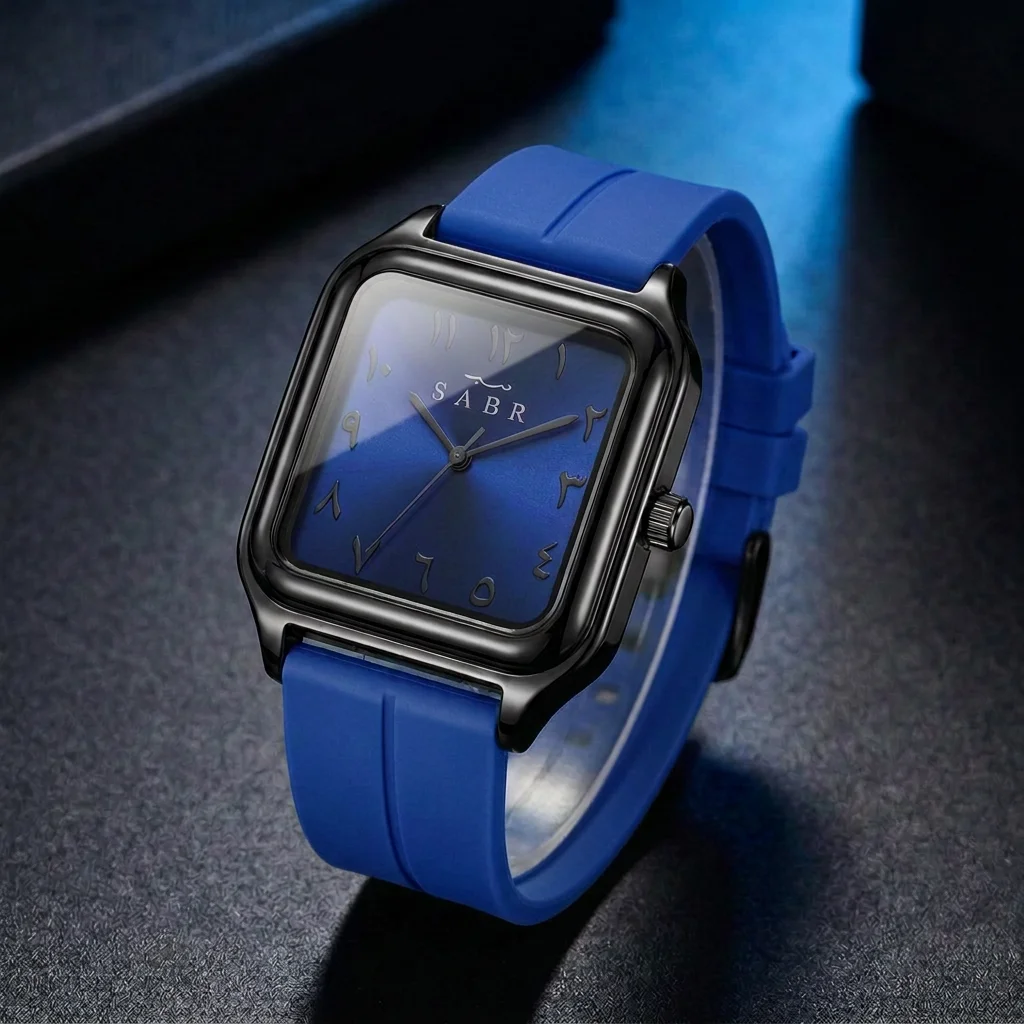 1pc Fashion Square Watch Black Case Blue Strap Simple Personality Dial Daily Versatile Student Commuter Women's