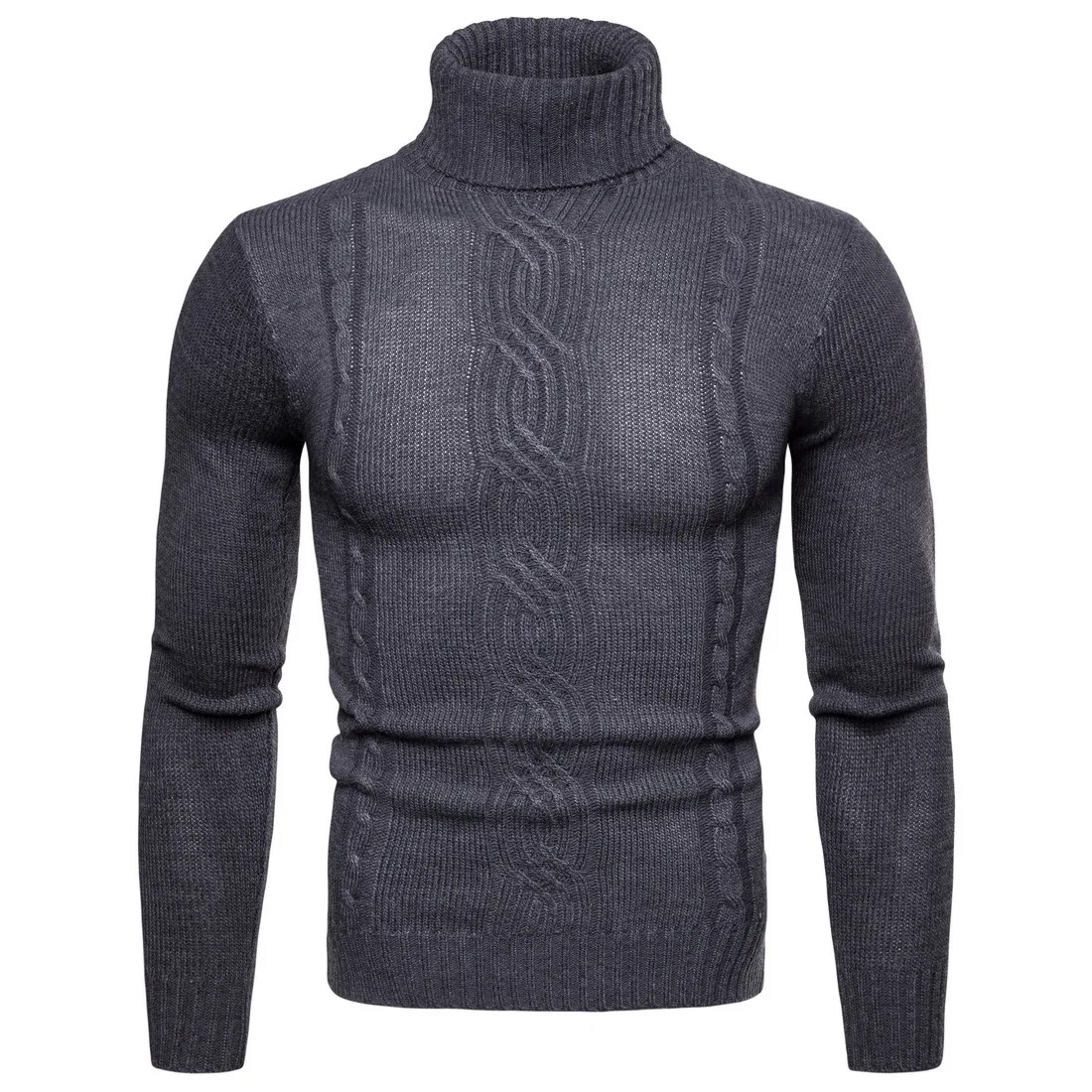 Autum Men\'s Solid Color Warm Sweater Oversized Pullover Turtleneck Jumpers Pullovers Men Clothes