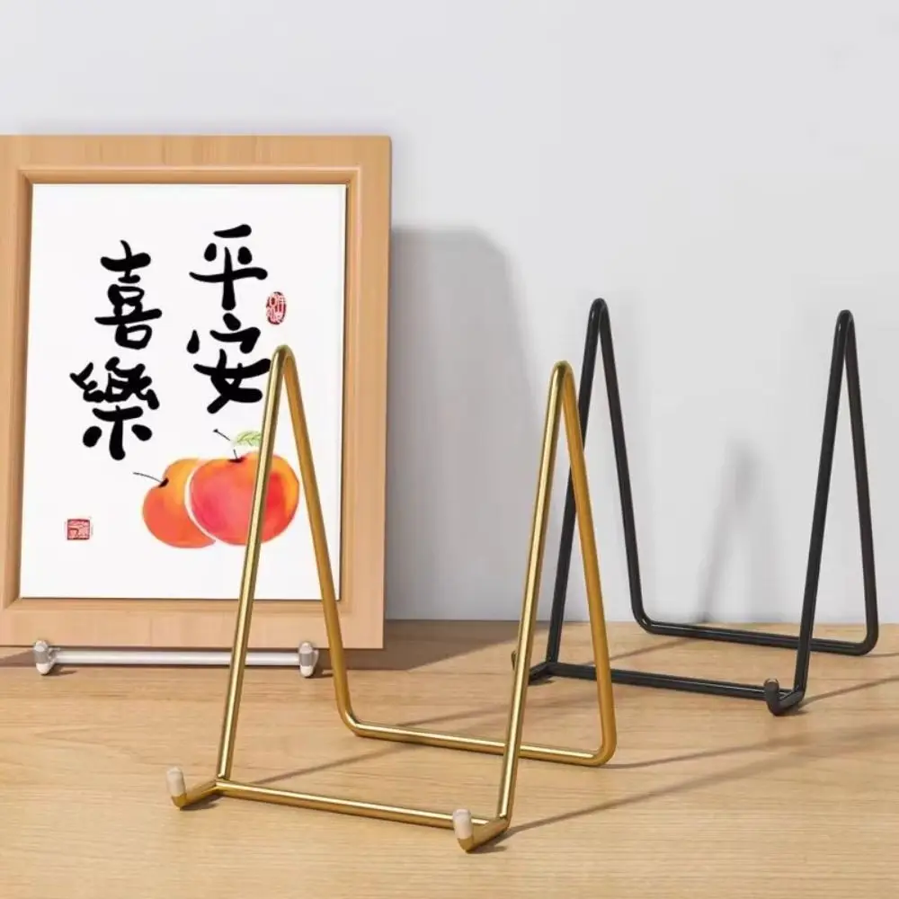 Stainless Steel Plate Stands Space Saving Rust-Proof Picture Book Pedestal Multi Functional Photo Frame Display Stand