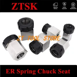 NEW Square ER25 ER32 ER40 Chuck Block Hard Steel Hex ER Spring Chuck Seat For CNC Lathe Engraving Cutting Machine Tool holder