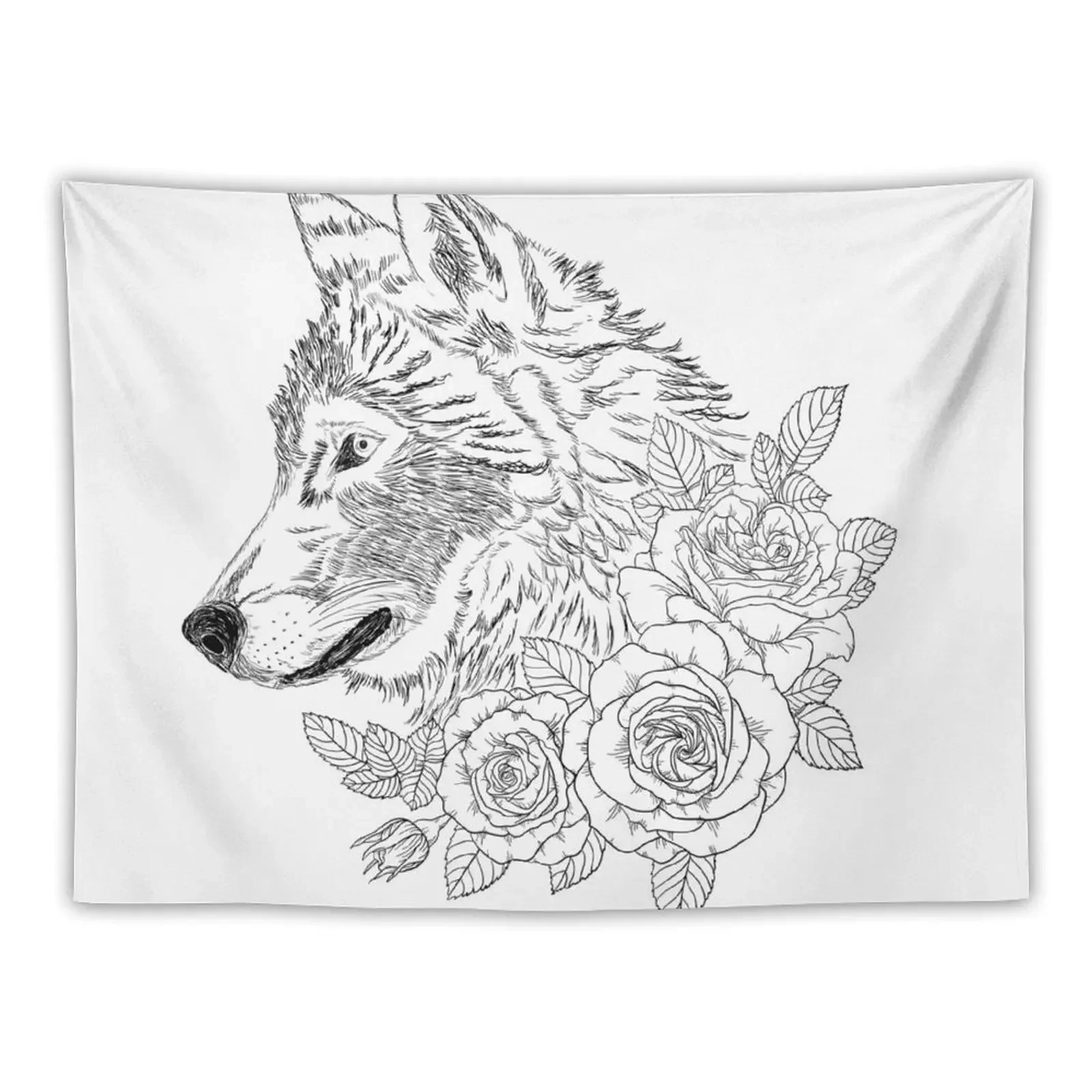 Wolf Wildflowers Tapestry Decoration Wall Aesthetic Decoration Tapestry