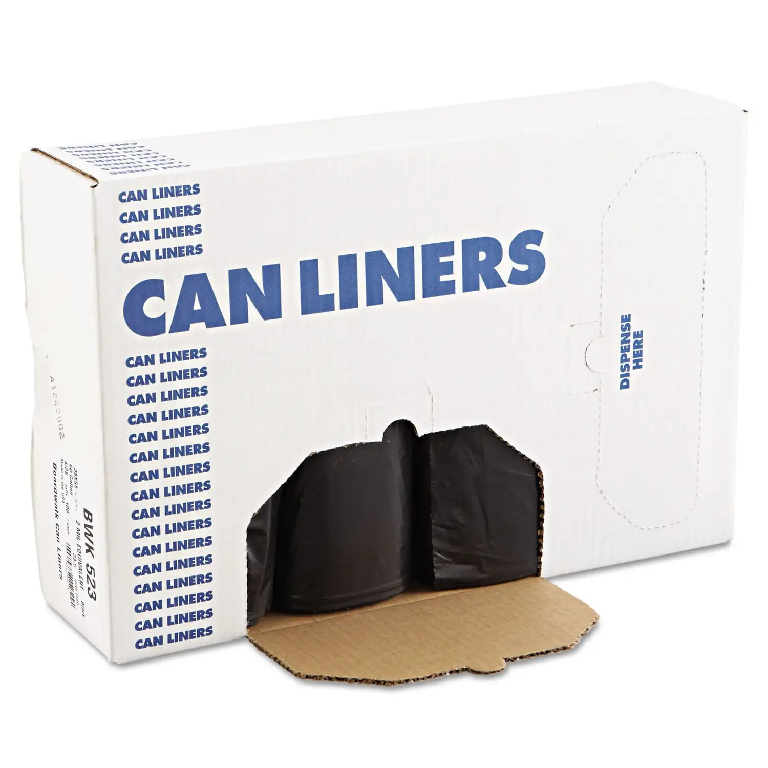 

Low Density Repro Can Liners, 60 Gal, 1.6 Mil, 38 X 58, Black, 100/Carton
