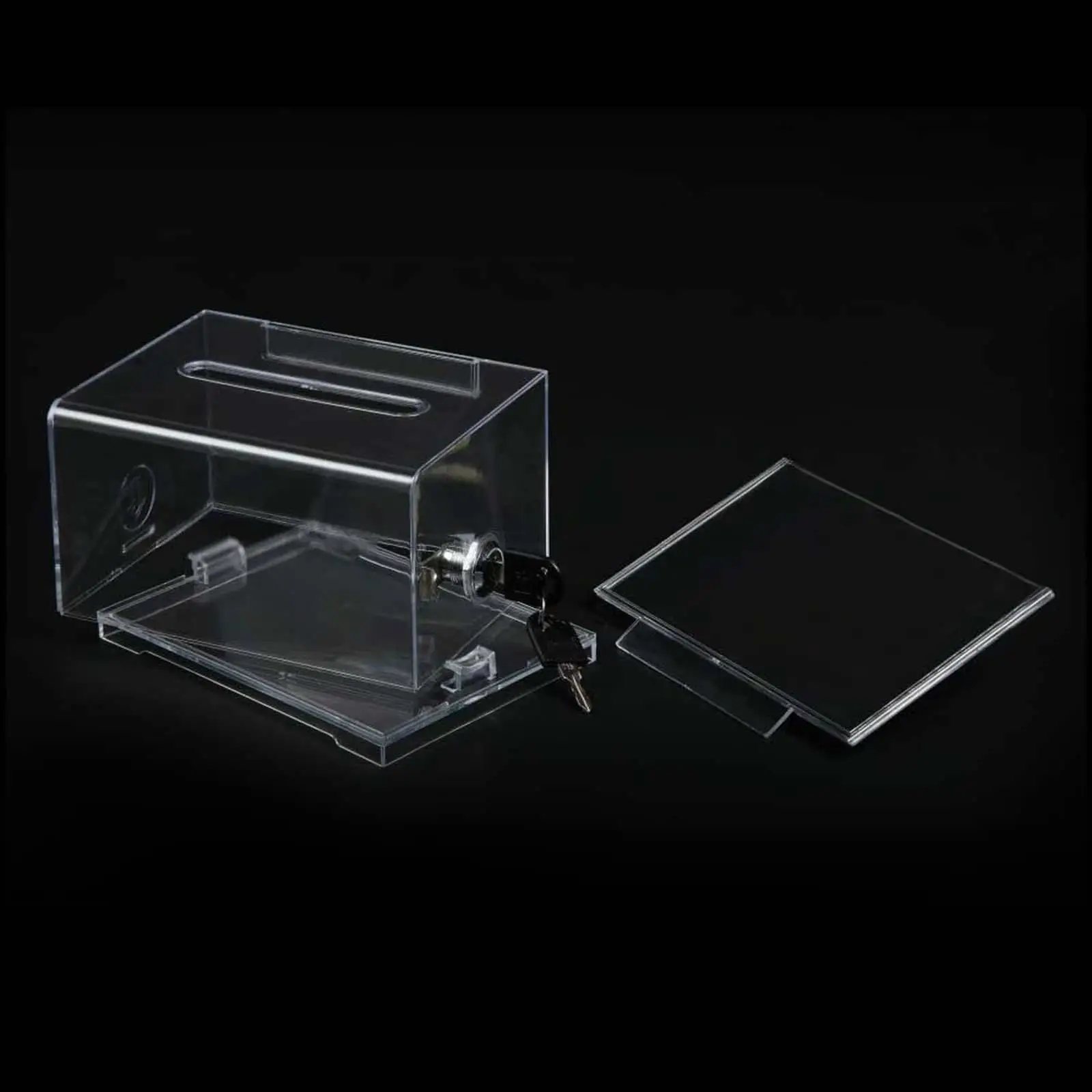 Clear Voting Case Ticket Container Lockable Suggestion Box Storage Organizer