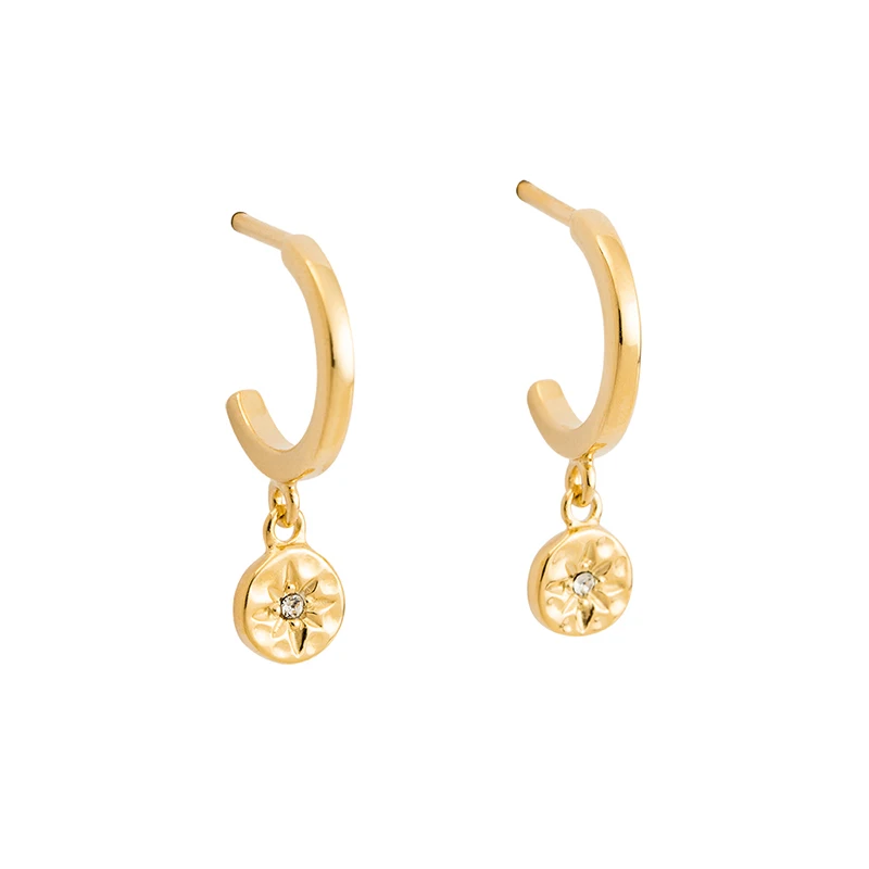 CRMYA Gold Silver Color Unusual Stud Hoop Erring Women CZ Zircon Round Ear Rings For Girls Jewelry Boucle Oreille Femme
