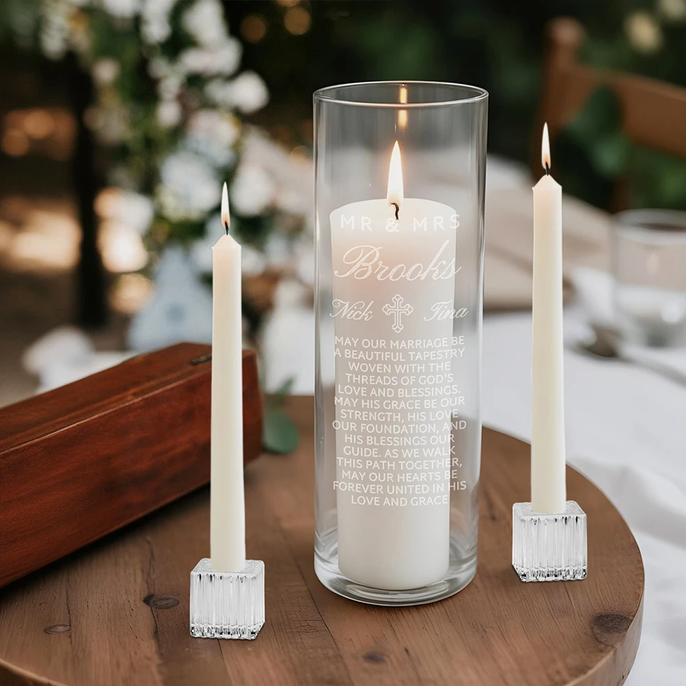 

Custom Glass Candle Holders for Pillar Candle and Taper Candle Wedding Decoration Candlestick Set Home Decor