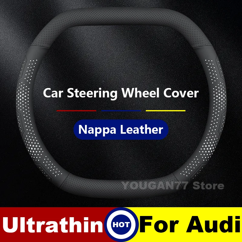 

leather Car Steering Wheel Cover For Audi Q6 SQ6 Q4 e-tron quattro SQ5 Sportback 2025 2021-2023 2024 Auto Accessories 2026
