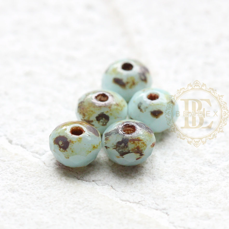 DIY Supply-10 Pieces Czech Aged Glass Rondelle Spacer Beads - Varies Colors - 5x3mm (NVA-18)