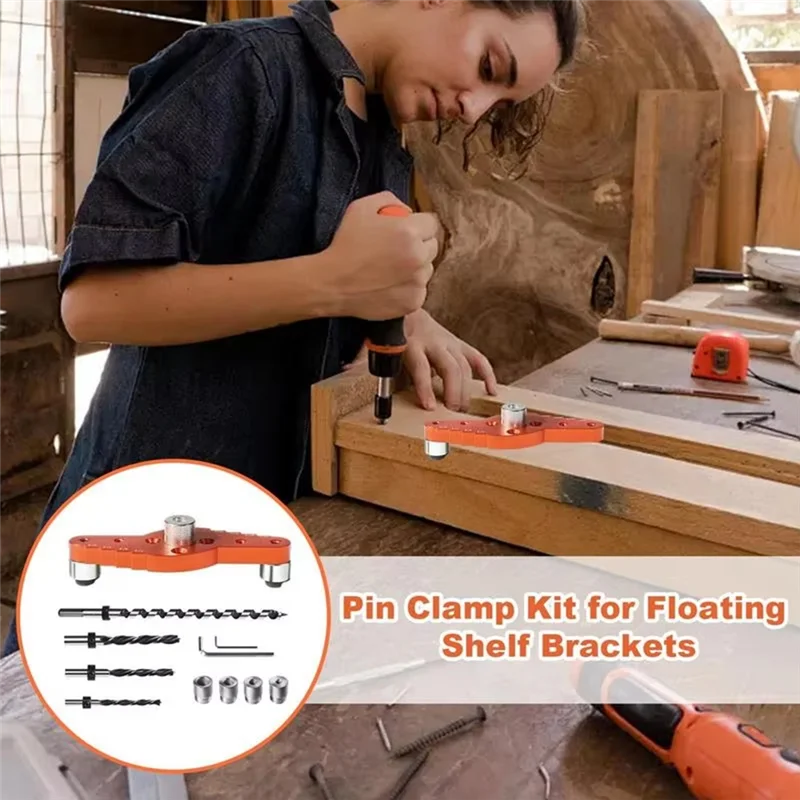 

High Quality-Dowel Jig Kit For Floating Shelf Bracket(1/2Inch X 11.8Inch Drill Bit) Drill Guide For Shelf,Centering Hole