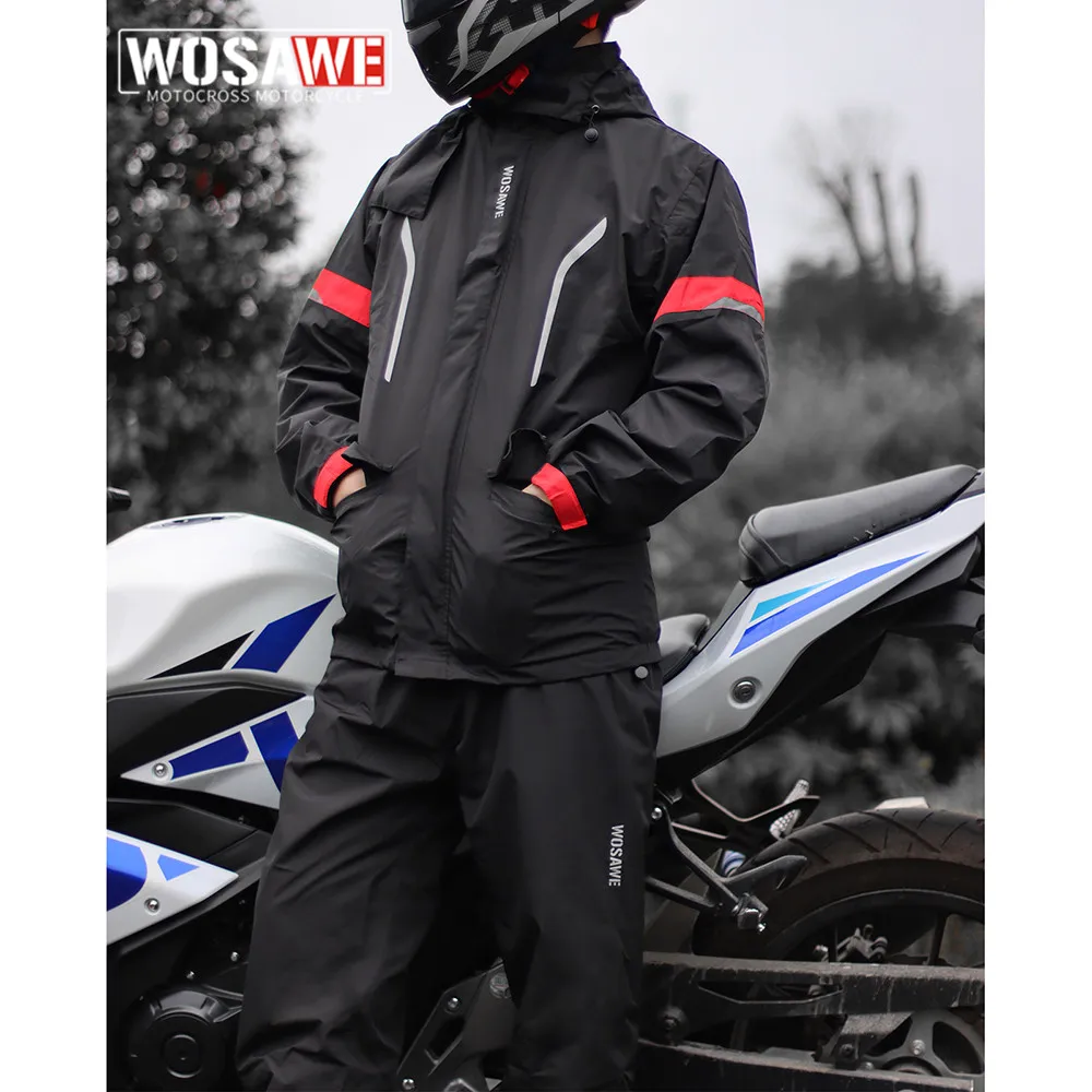 

WOSAWE Motorcycle Raincoat Jacket Men Women Rain Cover Fishing Clothing Windproof Waterproof Raincoat For Motorcyclist Camping