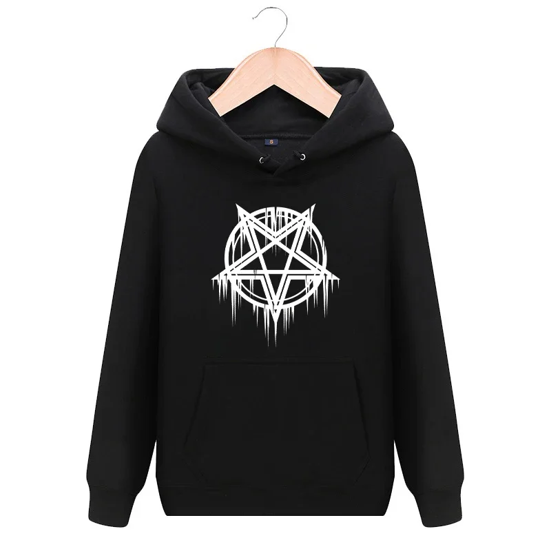 Newest Men's Satanic Logo Printing Hoodies Man Casual Pullover Sweatshirts Fashion Streetwear Hooded Tops for Male