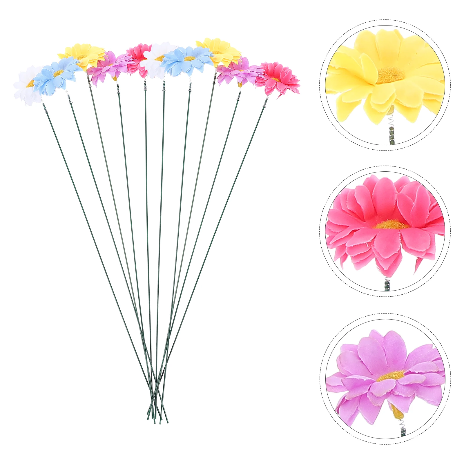 

10Pcs Garden Flower Stakes Decorative Lawn Art Small Daisy Flower Stakes Ornaments for Outdoor Patio Lawn Yard Decorations