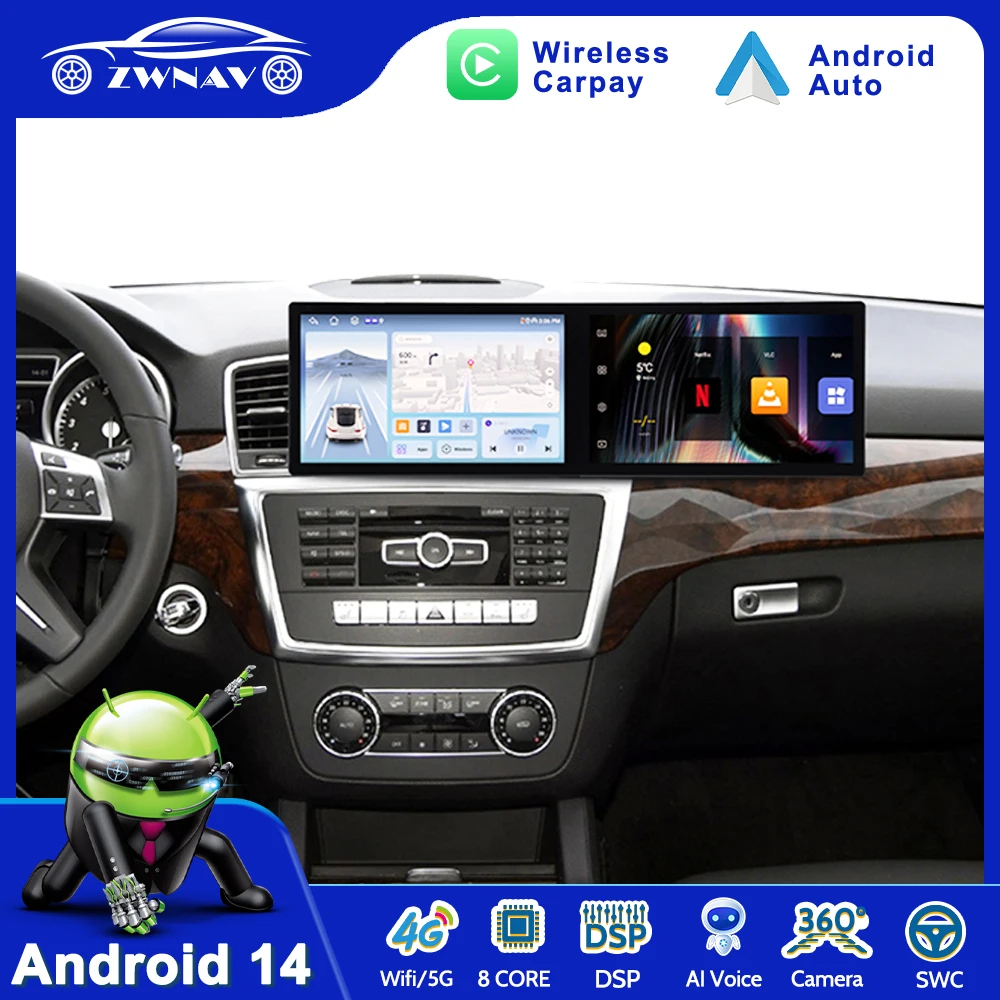 

11.5" For Mercedes Benz ML ML350 ML500 2013 2014 2015 DSP Carplay 4G Qualcomm Android 14.0 Car Radio Multimedia Video Player