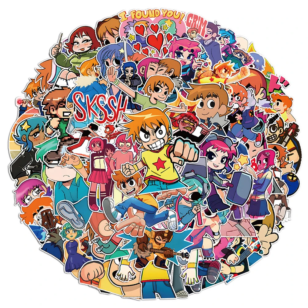 10/30/50pcs Cool Cartoon Anime Scott Pilgrim Waterproof Stickers Skateboard Fridge Laptop Travel Luggage Decoration Sticker Toys