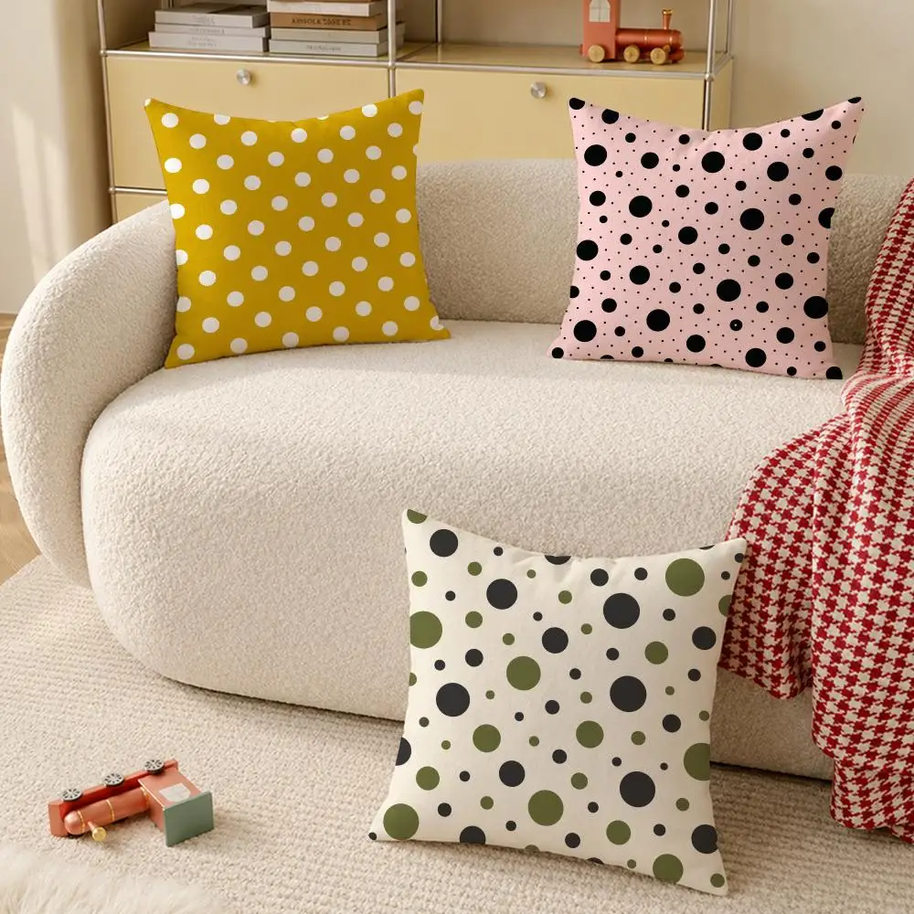 Retro Polka Dot Colorful Decor Cushion Cover Pillow Case Organic Short Plush Cushion Covers Washable Wrinkle-Resistant
